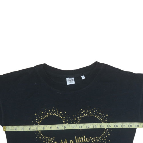 Next Disney Mickey Mouse Black Gold Sparkle Sweatshirt S Womens