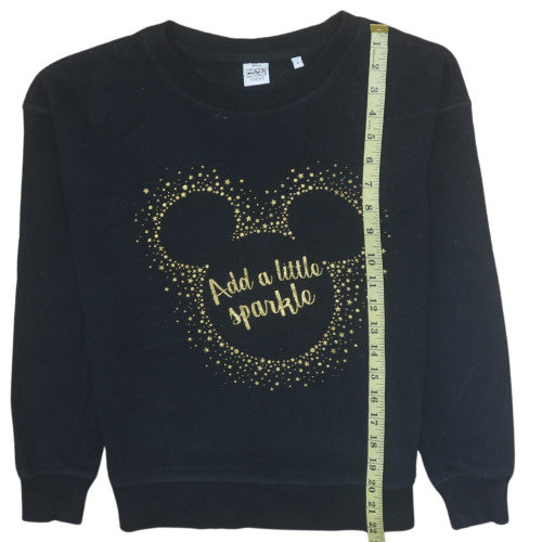 Next Disney Mickey Mouse Black Gold Sparkle Sweatshirt S Womens