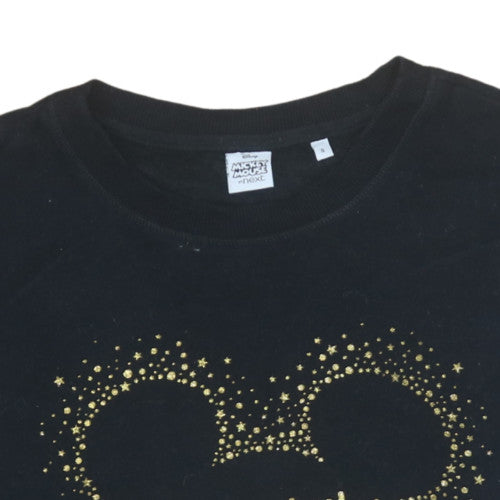 Next Disney Mickey Mouse Black Gold Sparkle Sweatshirt S Womens