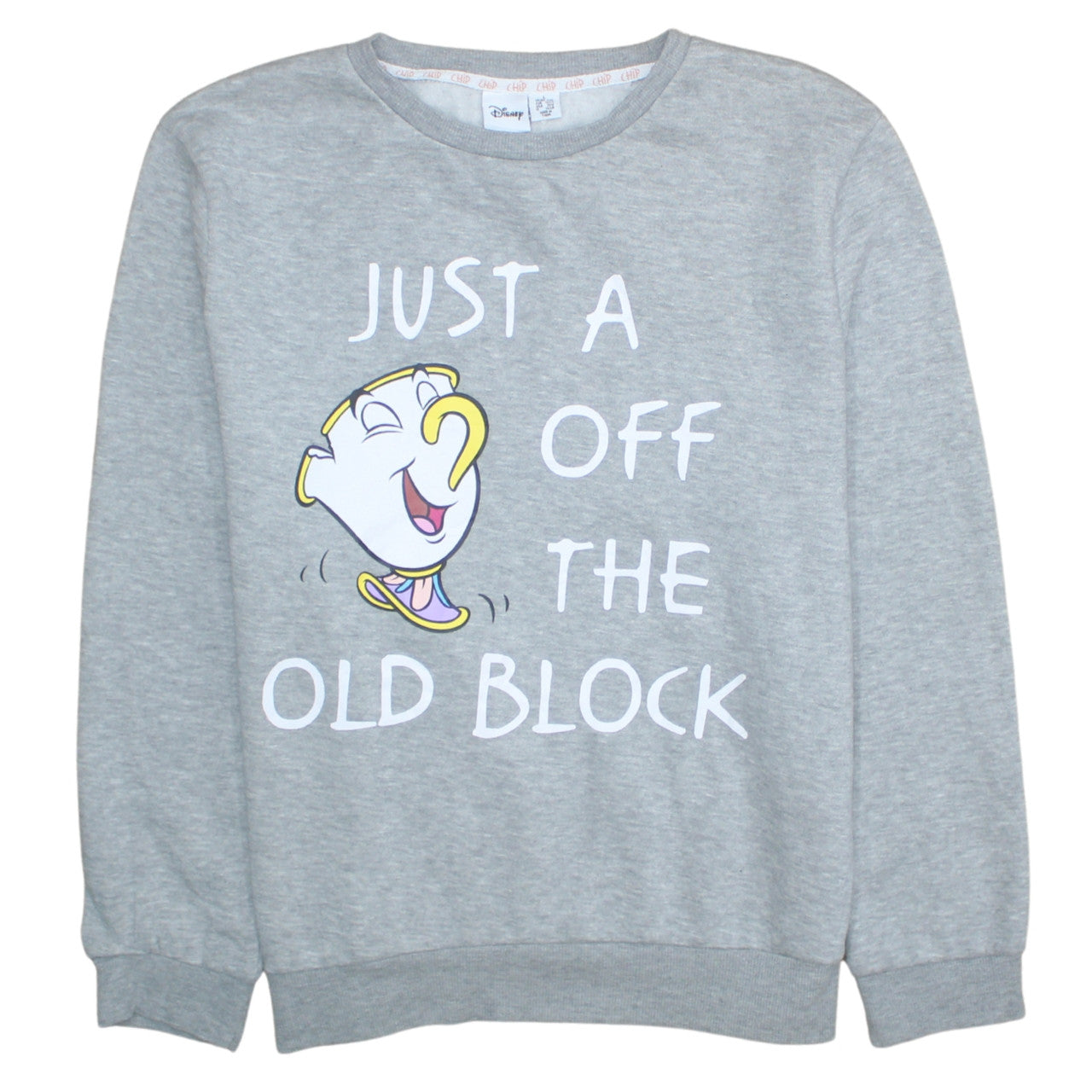 Disney Women’s Grey Chip Sweatshirt Size 10/12 Pullover Jumper