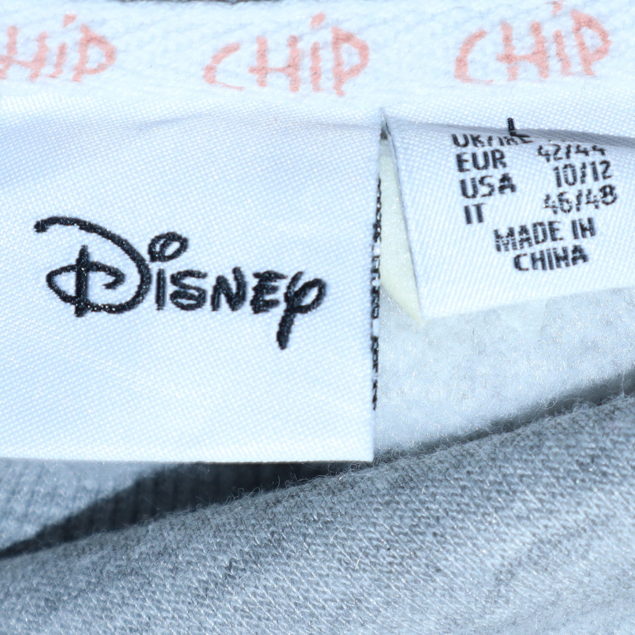 Disney Women’s Grey Chip Sweatshirt Size 10/12 Pullover Jumper