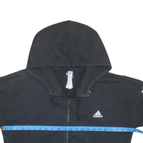 Adidas Women's Black Full Zip Hoodie Size 16-18 Lined Hooded Sweatshirt