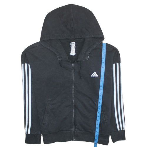 Adidas Women's Black Full Zip Hoodie Size 16-18 Lined Hooded Sweatshirt