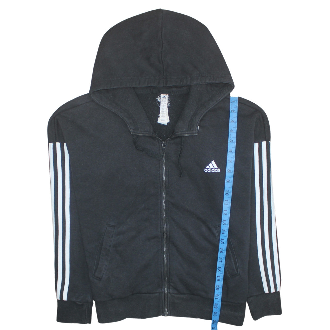 Adidas Women's Black Full Zip Hoodie Size 16-18 Lined Hooded Sweatshirt