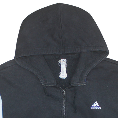 Adidas Women's Black Full Zip Hoodie Size 16-18 Lined Hooded Sweatshirt