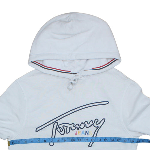 Tommy Jeans Womens White XS Pullover Hoodie Cotton Blend Logo Design