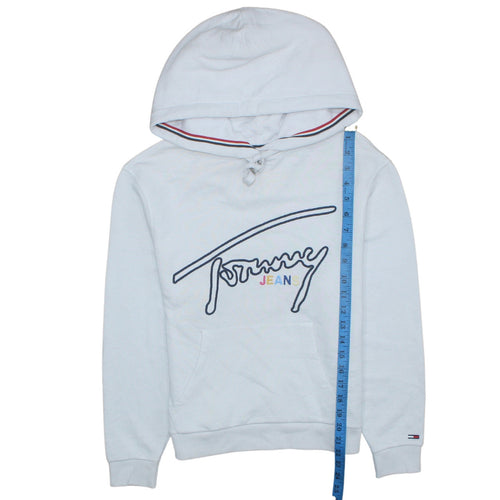 Tommy Jeans Womens White XS Pullover Hoodie Cotton Blend Logo Design