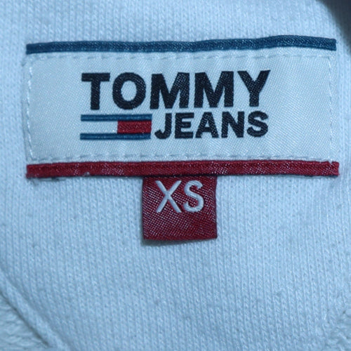 Tommy Jeans Womens White XS Pullover Hoodie Cotton Blend Logo Design
