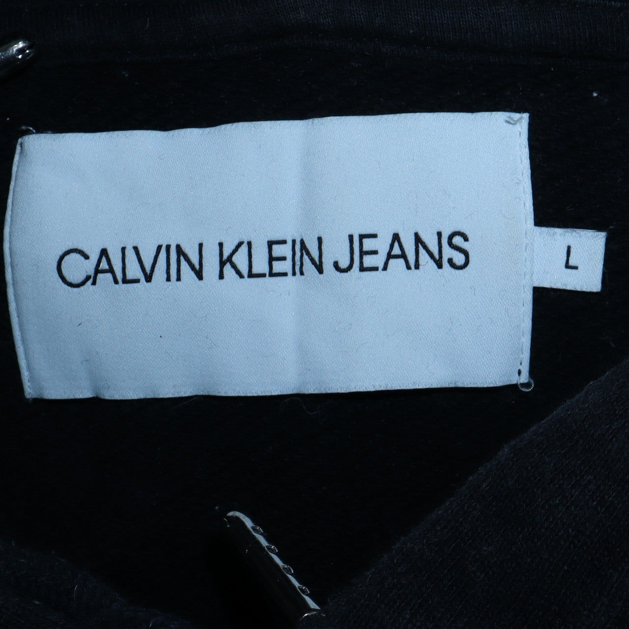 Calvin Klein Jeans Men's Black Pullover Hoodie L Fleece Logo