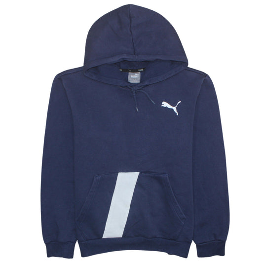 Puma Men Blue Pullover Hoodie Size S Fleece Logo Sportswear