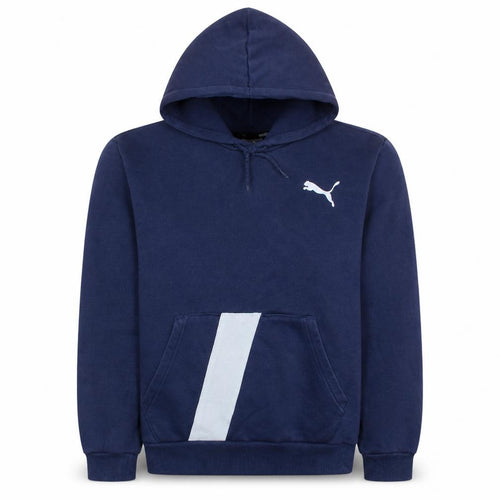 Puma Men Blue Pullover Hoodie Size S Fleece Logo Sportswear
