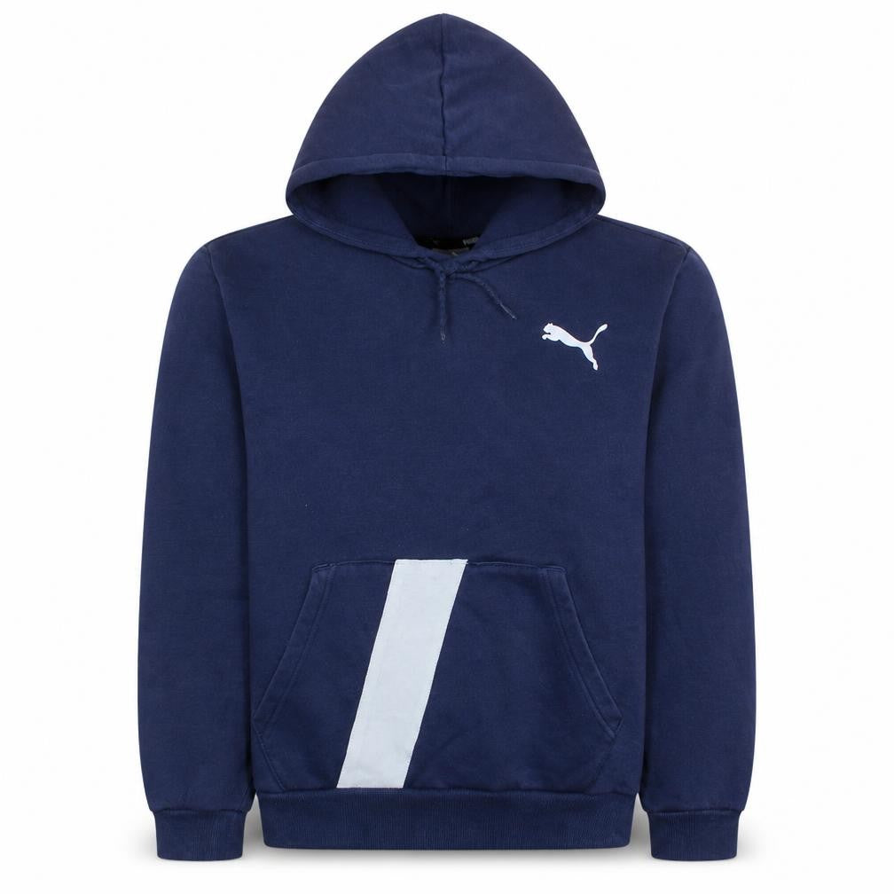 Puma Men Blue Pullover Hoodie Size S Fleece Logo Sportswear