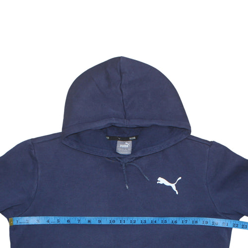 Puma Men Blue Pullover Hoodie Size S Fleece Logo Sportswear