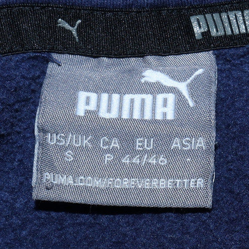 Puma Men Blue Pullover Hoodie Size S Fleece Logo Sportswear