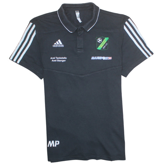 Adidas Mens Black Football Polo Shirt L Logo Embroidered Sports Top