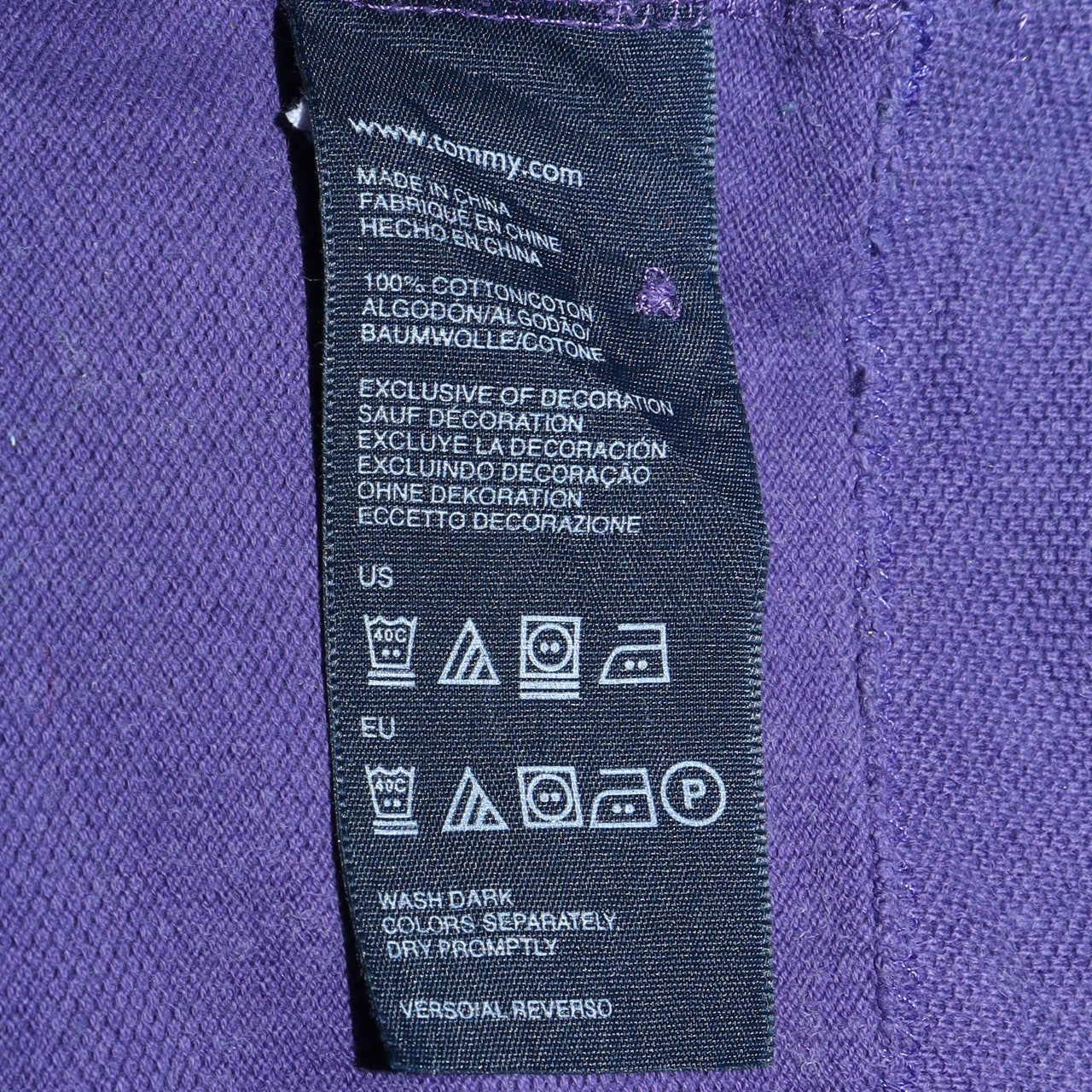 Tommy Hilfiger Men’s Purple Cotton Regular Fit Polo Shirt M