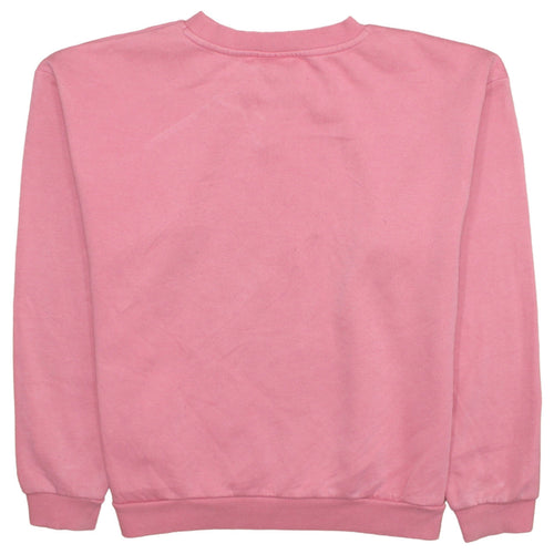 Fila Women Pink Crew Neck Pullover Sweatshirt M Logo Print Cotton Blend