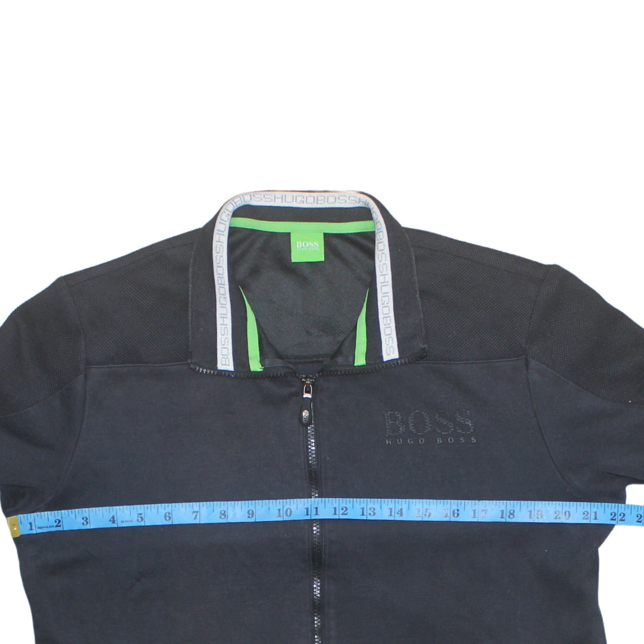 Hugo Boss Mens Black Full Zip Sweatshirt L Logo Trim Athletic Style