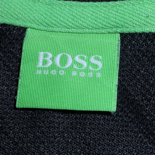 Hugo Boss Mens Black Full Zip Sweatshirt L Logo Trim Athletic Style