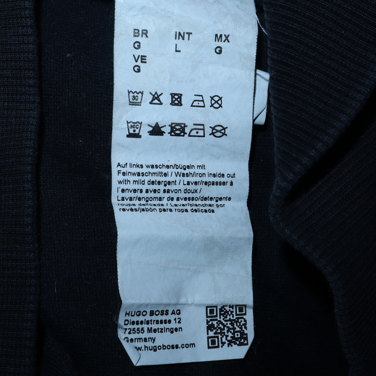 Hugo Boss Mens Black Full Zip Sweatshirt L Logo Trim Athletic Style