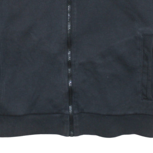 Hugo Boss Mens Black Full Zip Sweatshirt L Logo Trim Athletic Style