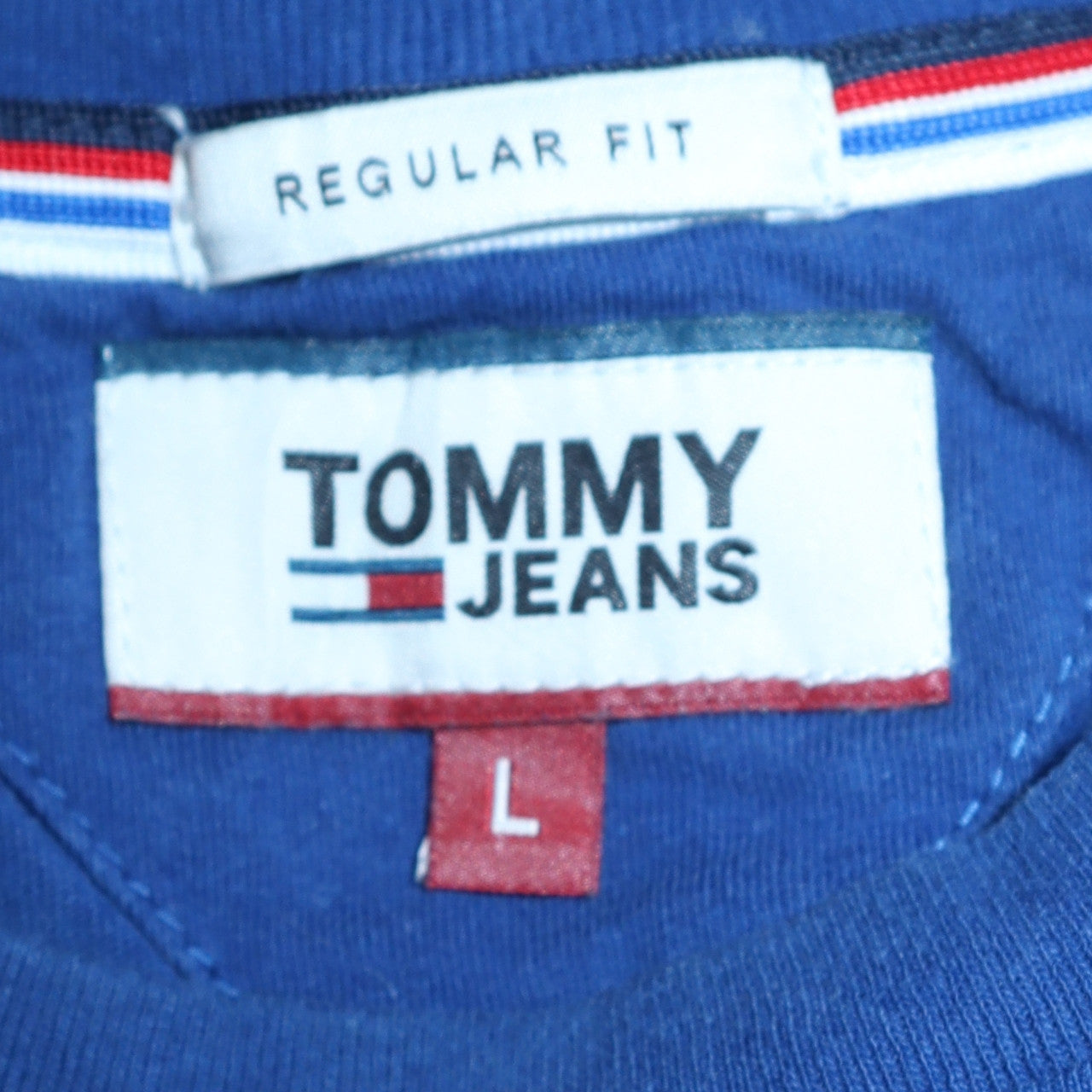 Tommy Jeans Men's Blue Graphic Logo Regular Fit Cotton T-Shirt Size L