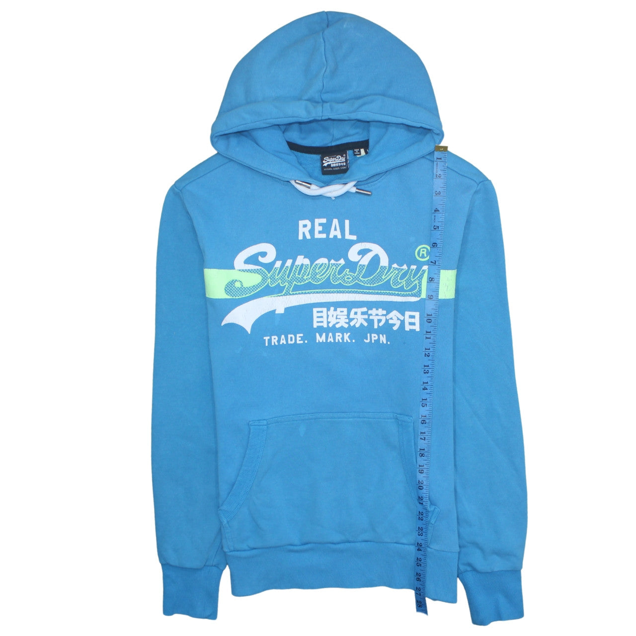 Superdry Men's Blue Pullover Hoodie L Logo Graphic Sweatshirt