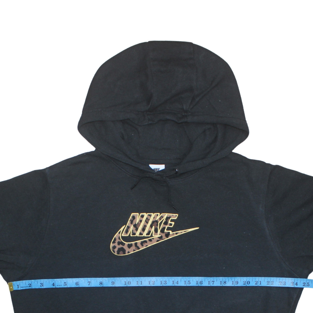 Nike Womens Black Leopard Logo Pullover Hoodie Size M