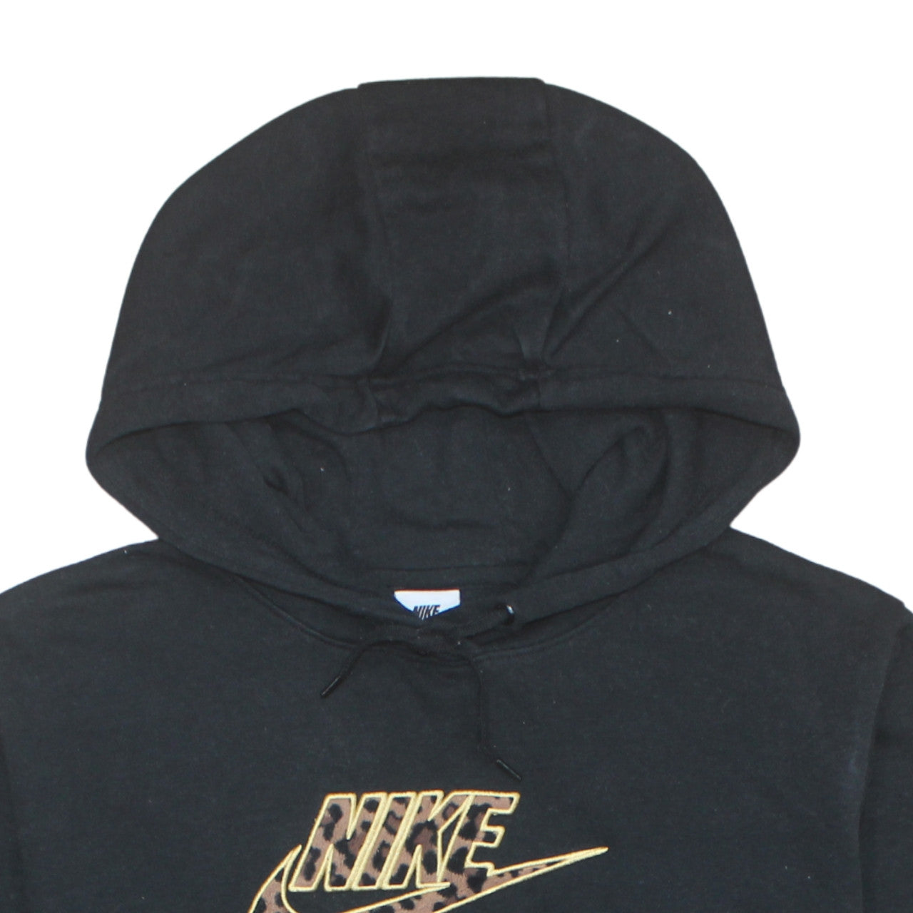Nike Womens Black Leopard Logo Pullover Hoodie Size M