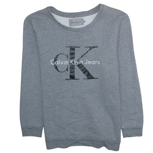 Calvin Klein Jeans Men's Grey XL Pullover Sweatshirt Logo Print