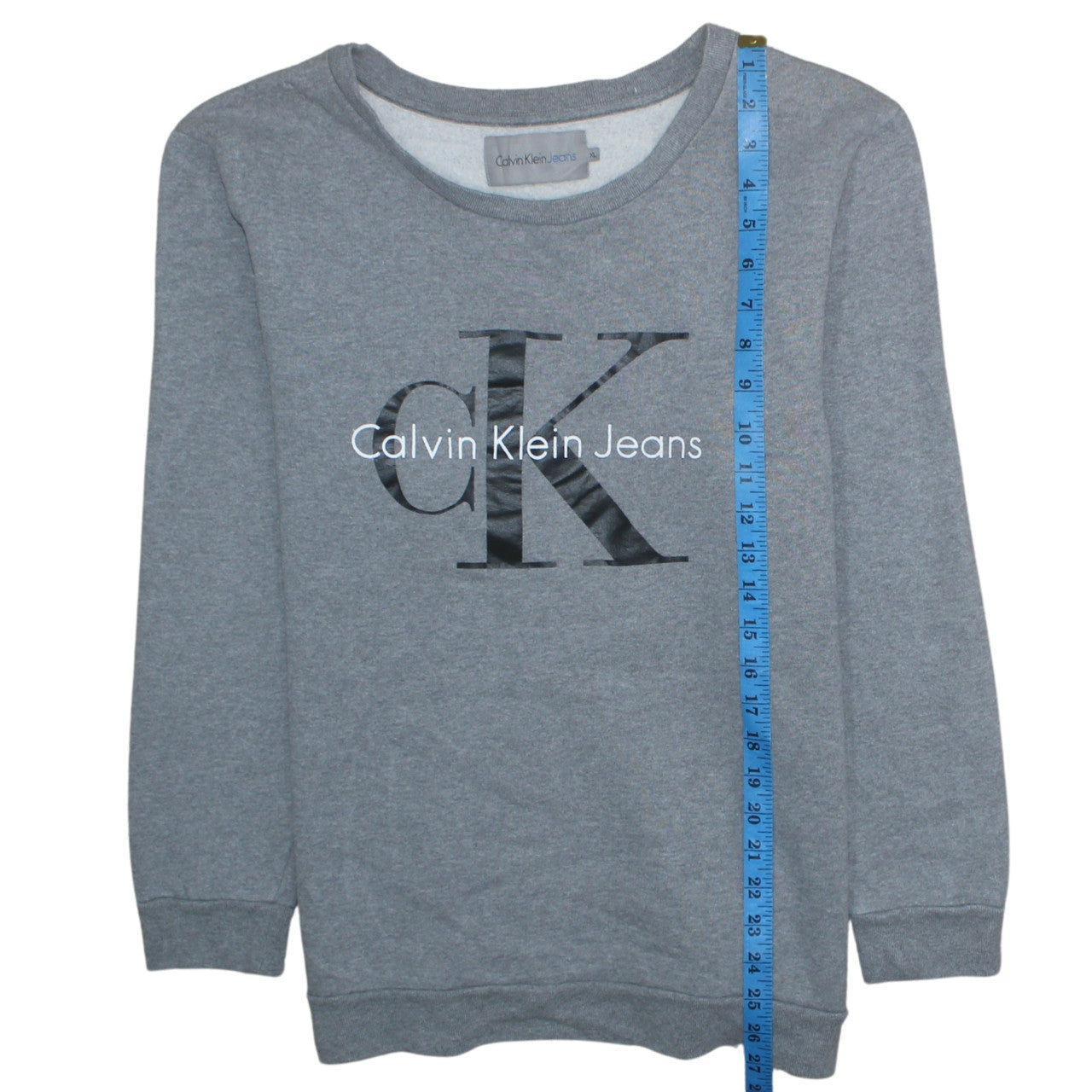 Calvin Klein Jeans Men's Grey XL Pullover Sweatshirt Logo Print