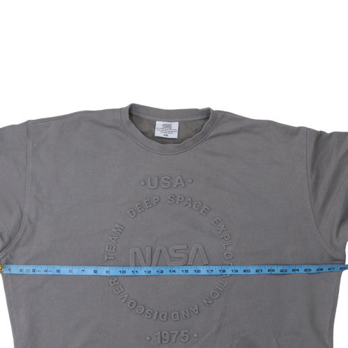Men’s Grey NASA USA Logo Pullover Sweatshirt 2XL Regular Fit