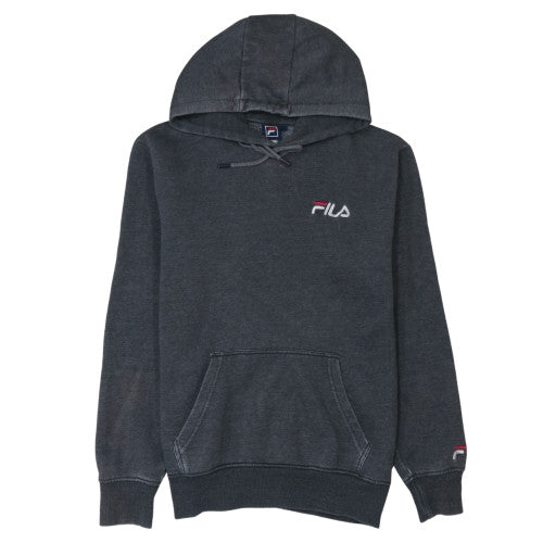 Fila Mens Black Pullover Hoodie Sweatshirt Size S Cotton Blend