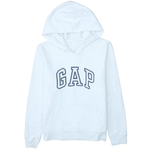GAP Women White Pullover Hoodie Medium Cotton Blend Logo Casual