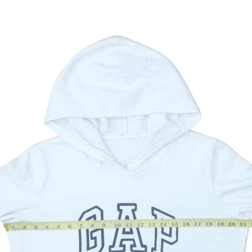GAP Women White Pullover Hoodie Medium Cotton Blend Logo Casual
