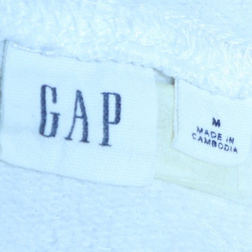 GAP Women White Pullover Hoodie Medium Cotton Blend Logo Casual