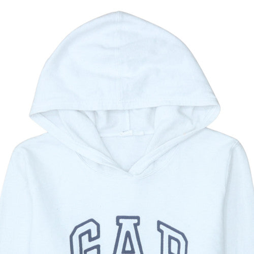 GAP Women White Pullover Hoodie Medium Cotton Blend Logo Casual