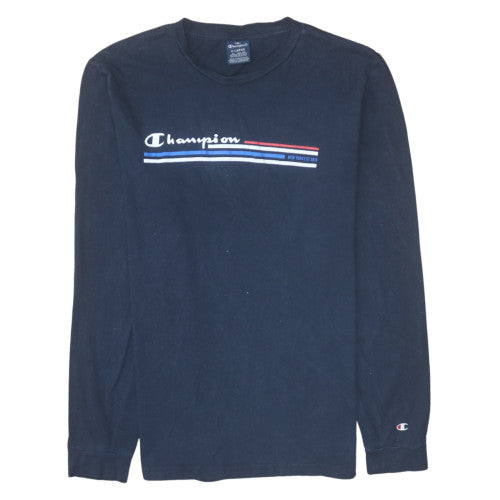 Champion Men's Navy Long Sleeve Crew Neck T-Shirt XL Cotton
