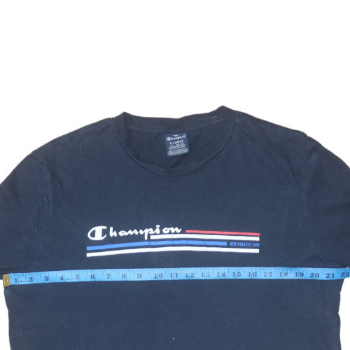 Champion Men's Navy Long Sleeve Crew Neck T-Shirt XL Cotton