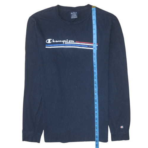 Champion Men's Navy Long Sleeve Crew Neck T-Shirt XL Cotton