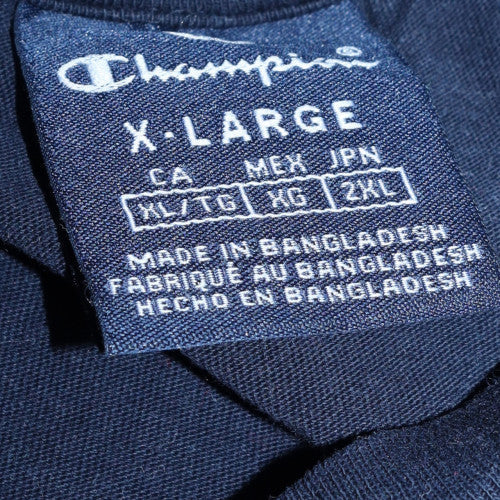 Champion Men's Navy Long Sleeve Crew Neck T-Shirt XL Cotton
