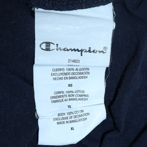Champion Men's Navy Long Sleeve Crew Neck T-Shirt XL Cotton