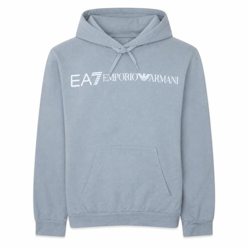 Emporio Armani EA7 Men's Grey Pullover Hoodie Size S Logo Sweatshirt