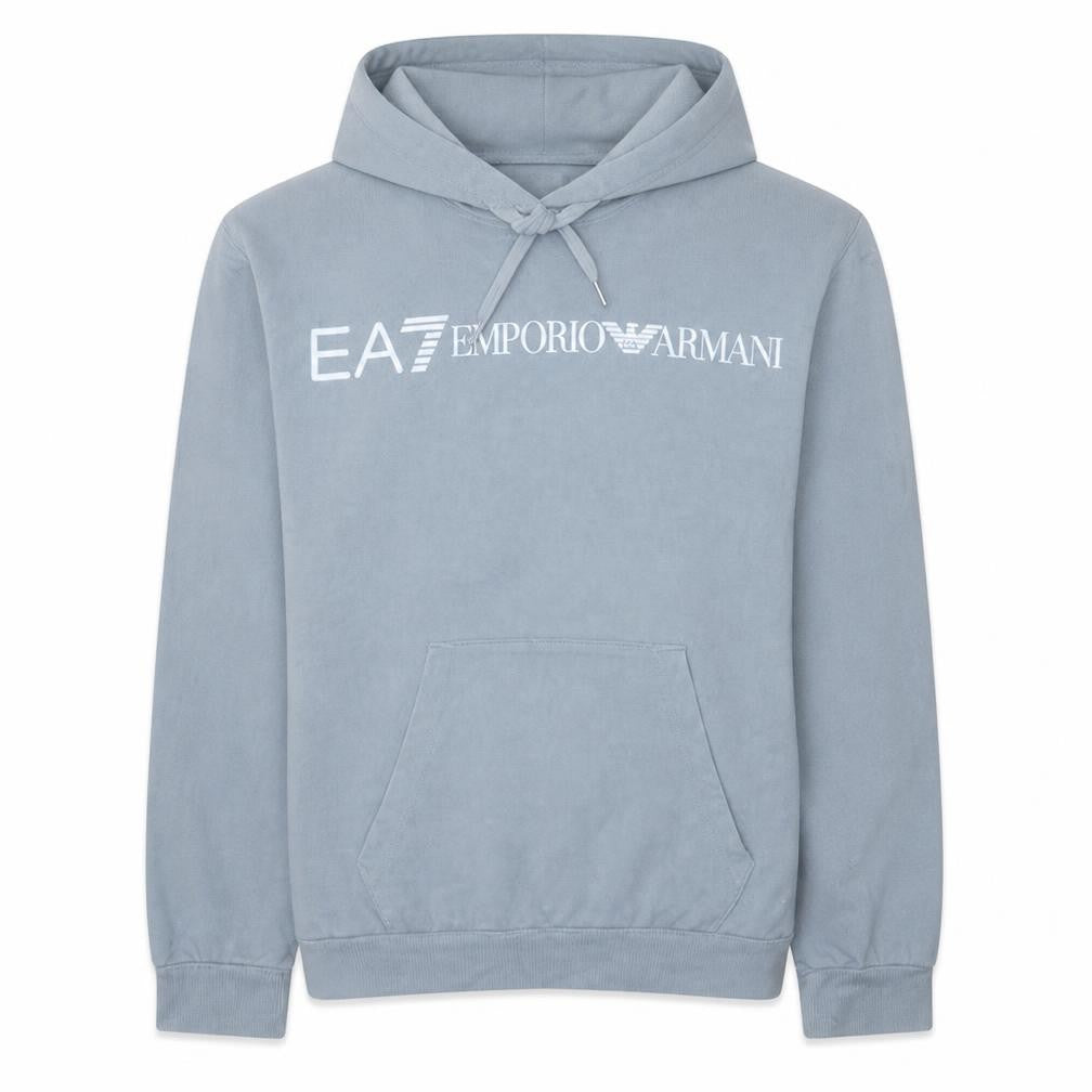 Emporio Armani EA7 Men's Grey Pullover Hoodie Size S Logo Sweatshirt