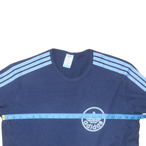 Adidas Men's Navy Blue Short Sleeve Crew Neck Sports T-Shirt Size L