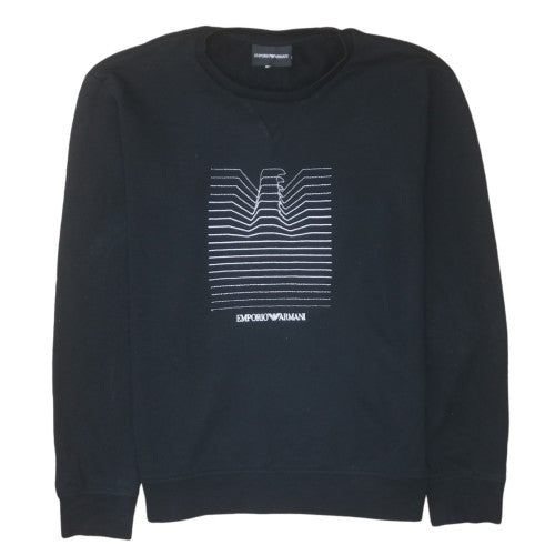 Emporio Armani Men's Black Sweatshirt Medium Embroidered Logo Pullover