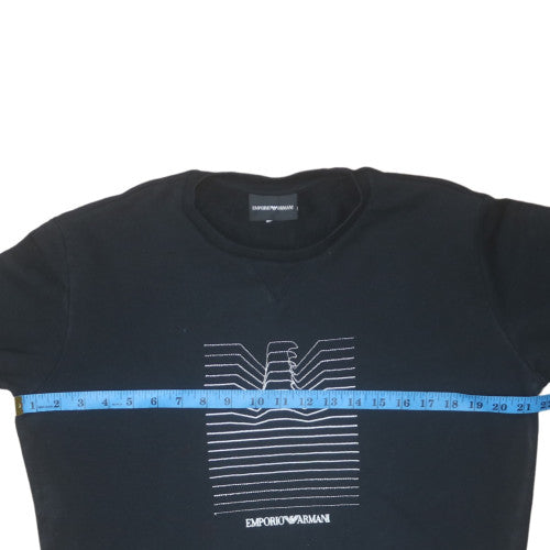 Emporio Armani Men's Black Sweatshirt Medium Embroidered Logo Pullover