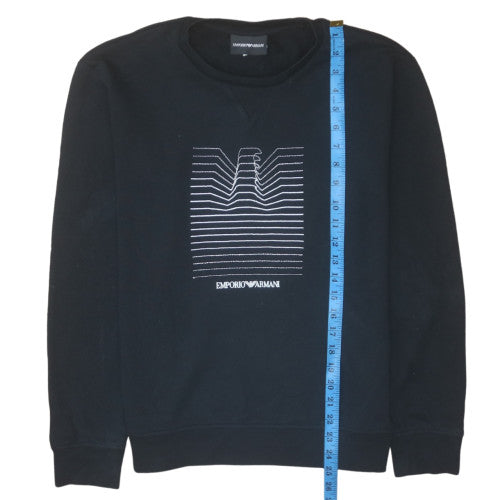 Emporio Armani Men's Black Sweatshirt Medium Embroidered Logo Pullover