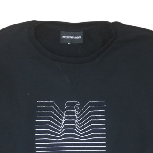 Emporio Armani Men's Black Sweatshirt Medium Embroidered Logo Pullover