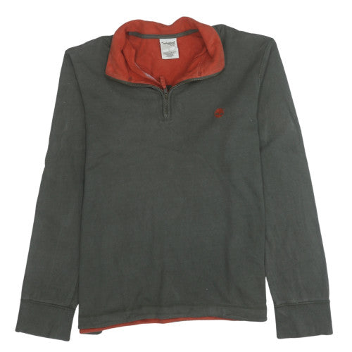Timberland Men's Green 1/4 Zip Fleece Pullover Sweatshirt L